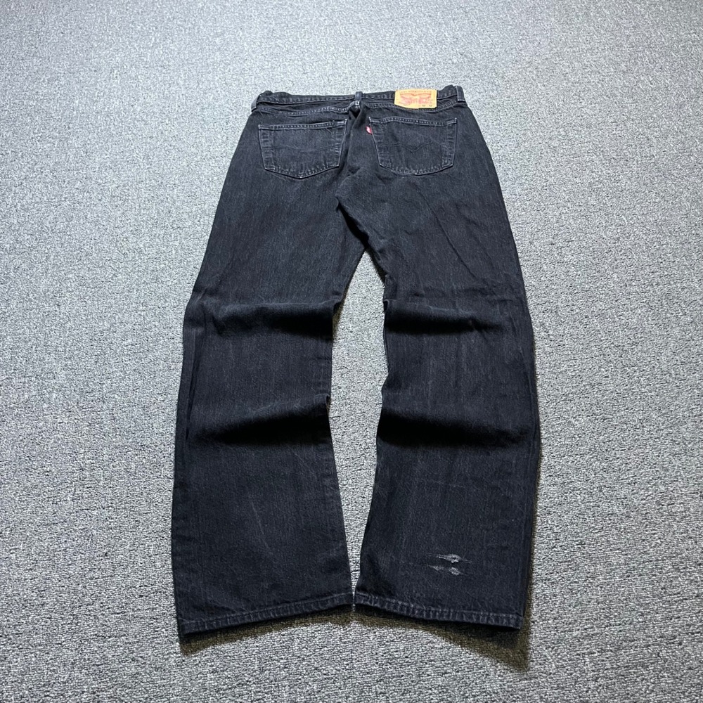 Levi's 501 Original Fit Jeans W32 L32 Black Straight Leg Button Fly Denim Big E